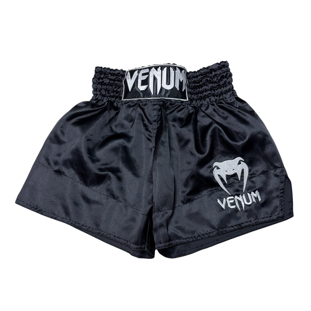 Venum Muay Thai Shorts Black Satin Kickboxing MMA Combat Mens Size Medium